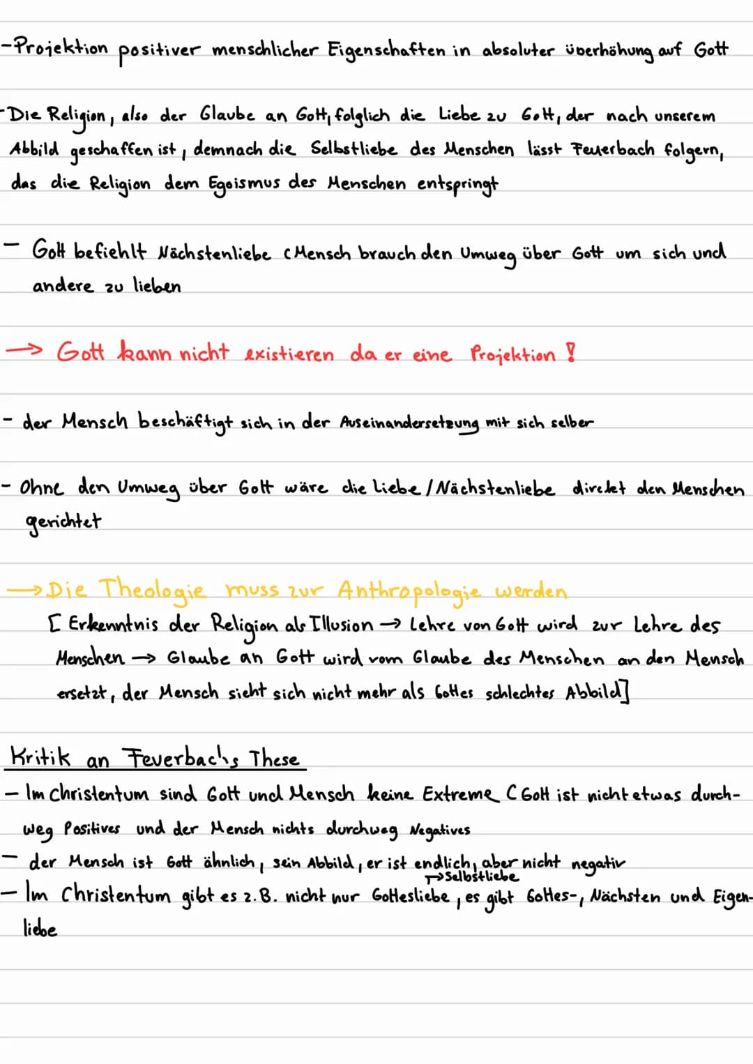 Projektionsthese
Ludwig Feuerbach
negative Lebenserfahrungen
[Leid, Tod, Krankheit, Unrecht,...]
Gefühl von Unvollkommenheit
Wunsch nach Vol