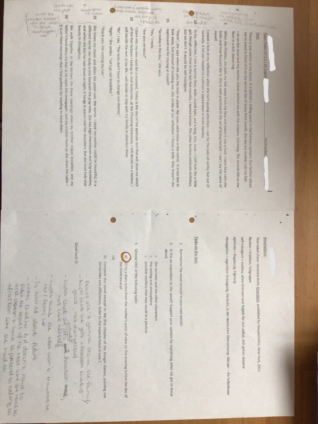 leadsinto
the actio
Option
Labuk
aptitude
Larchers speak with
lach other alcoude
Dewen prae
15
20
2
30
Exam Paper EF 1.2.1 GK Englis
Text:
T