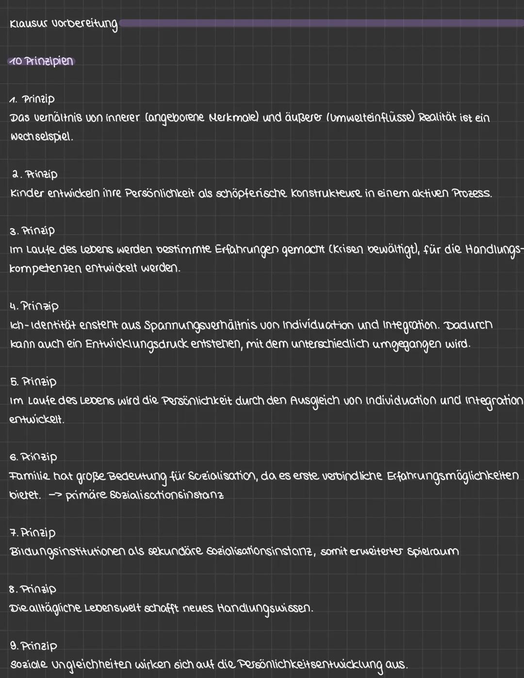 Klausur vorbereitung

10 Prinzipien

1. Prinzip
Das vernältnis von innerer (angeborene Merkmale) und äußerer (Umwelteinflüsse) Realität ist 
