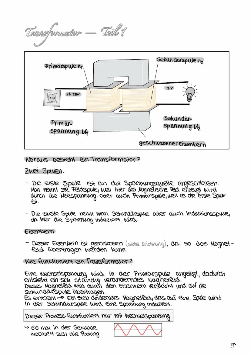 Transformation
Hochspannungstransformator
Ein Hochspannungstransformator ist ein Transformator, welcher für eine
sehr hohe Wechselspannung e