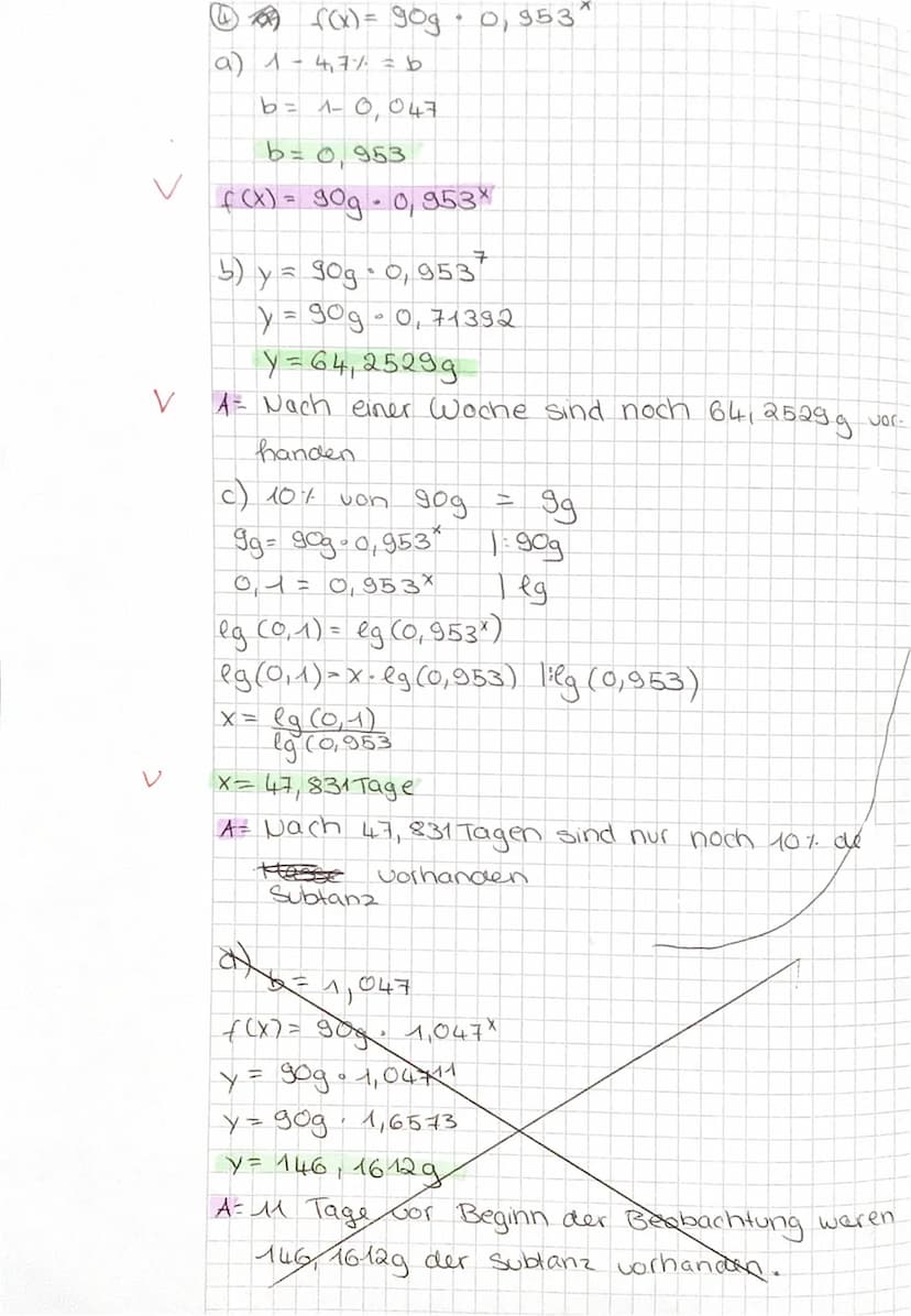 Mathematik
2. Klassenarbeit
Exponentialfunktion
1. Der Graph der Exponentialfunktion f(x) = bx geht durch den Punkt (6164). Ermittle die
Fun