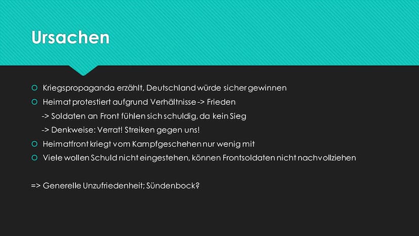 DUNK
Die Dolchstoßlegende
100000
Deutsche,
denkt daran! Inhaltsverzeichnis
O Wichtige Daten
O Wichtige Personen
O Karikaturanalyse
O Ursache