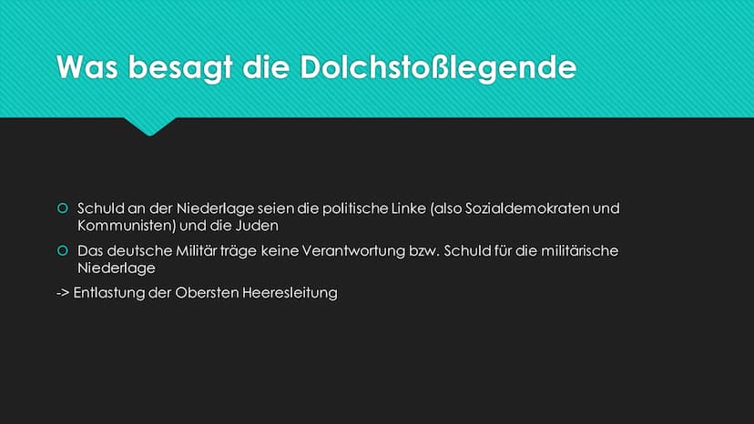 DUNK
Die Dolchstoßlegende
100000
Deutsche,
denkt daran! Inhaltsverzeichnis
O Wichtige Daten
O Wichtige Personen
O Karikaturanalyse
O Ursache