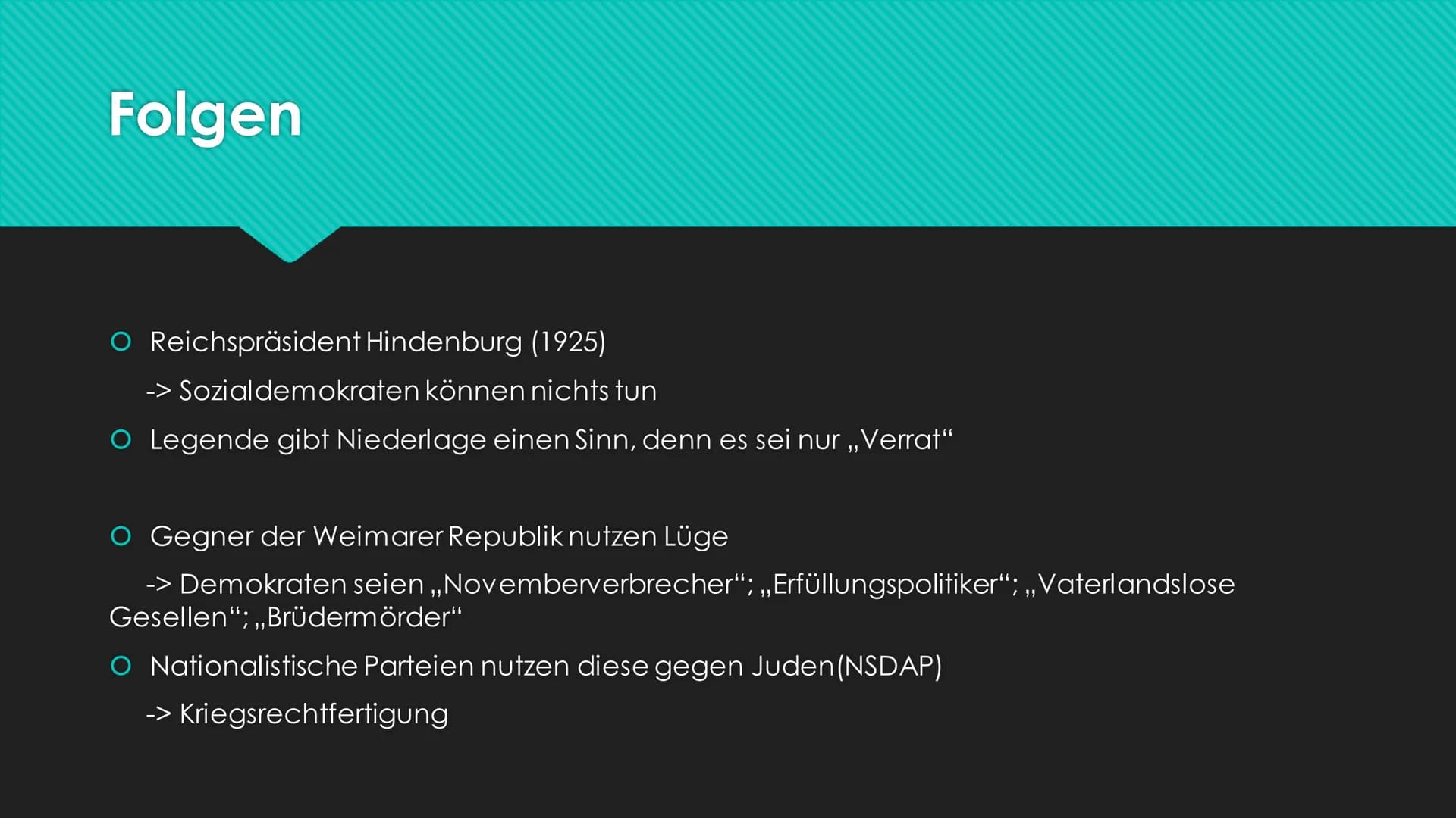 DUNK
Die Dolchstoßlegende
100000
Deutsche,
denkt daran! Inhaltsverzeichnis
O Wichtige Daten
O Wichtige Personen
O Karikaturanalyse
O Ursache