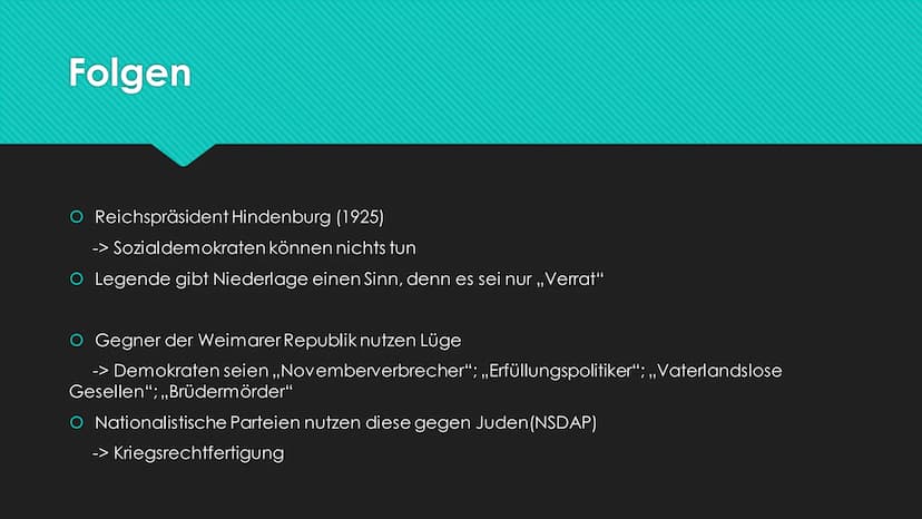 DUNK
Die Dolchstoßlegende
100000
Deutsche,
denkt daran! Inhaltsverzeichnis
O Wichtige Daten
O Wichtige Personen
O Karikaturanalyse
O Ursache