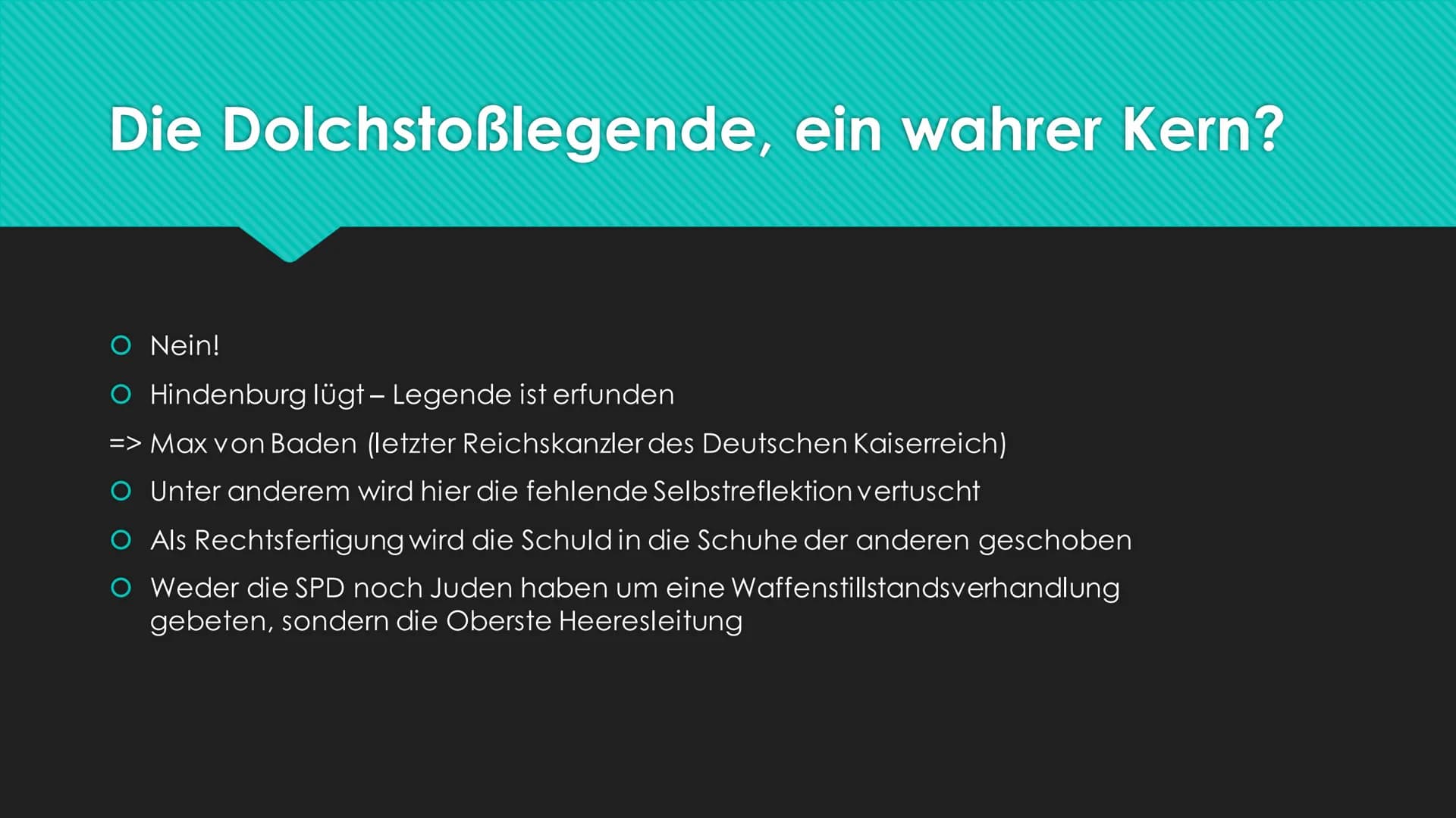 DUNK
Die Dolchstoßlegende
100000
Deutsche,
denkt daran! Inhaltsverzeichnis
O Wichtige Daten
O Wichtige Personen
O Karikaturanalyse
O Ursache