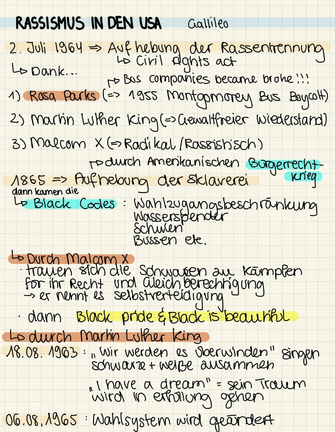 African American Exp. RASSISMUS IN DEN USA
Gallileo
2. Juli 1964 → Auf hebung der Rassentrennung
to Civil rights act
>>
Lo Dank...
Bus compa