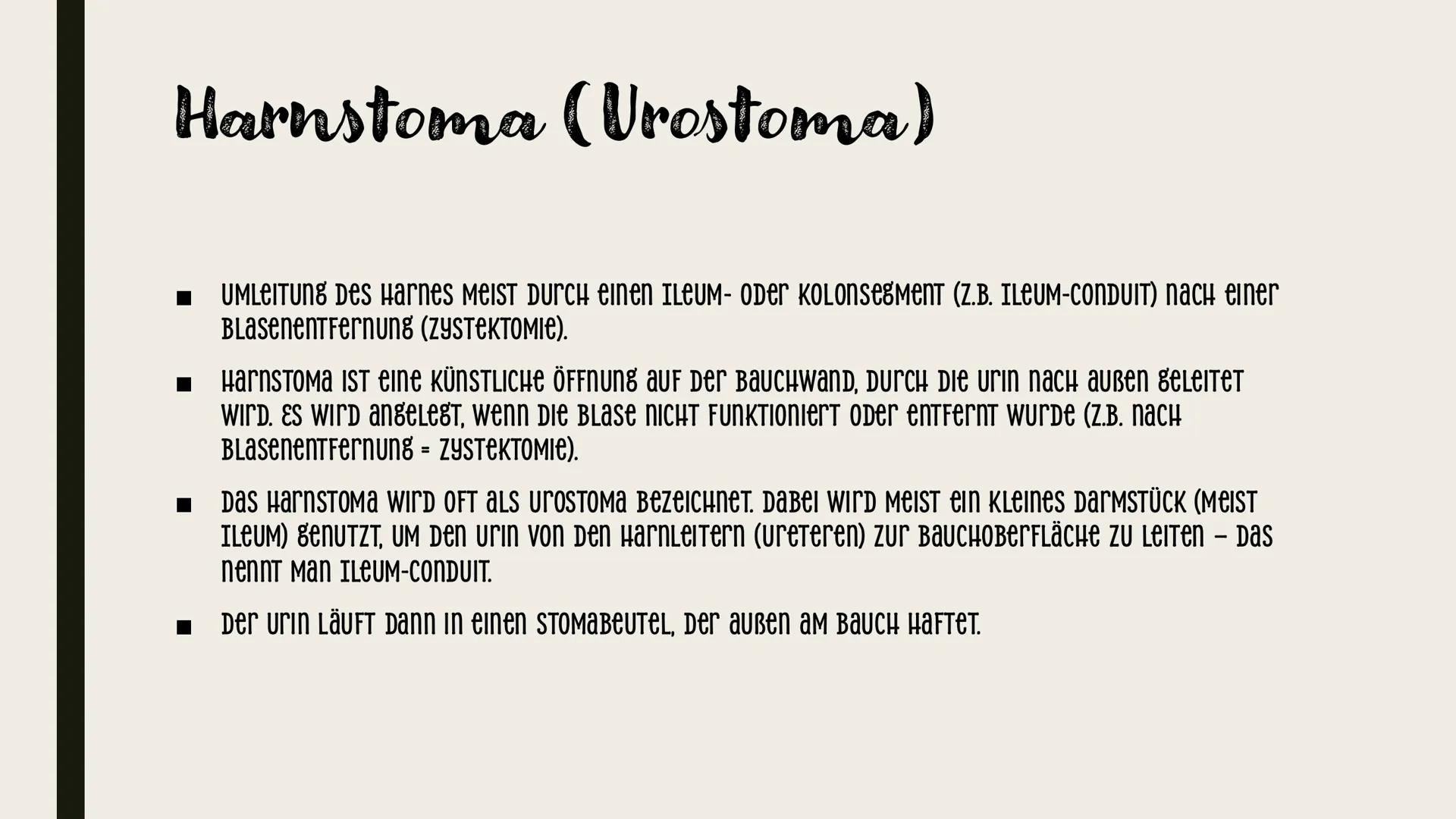 STOMA
Pflege Was ist ein Stoma?

- ein Stoma (Plural: Stomata) ist eine künstlich geschaffene öffnung an der Bauchwand, die den
Darm oder di