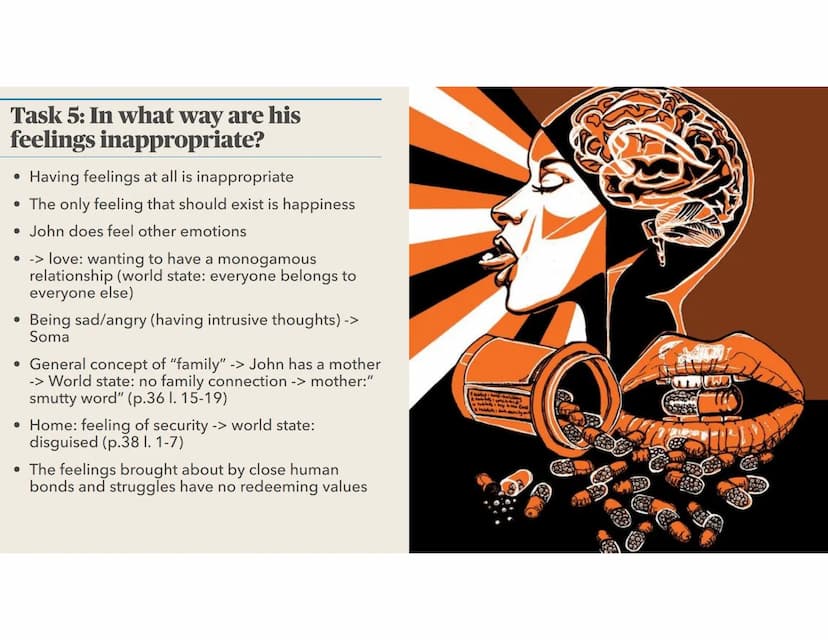 Brave New World
Chapter nine Content
• Short summary
• Task 1: What do we learn about Bernard in
this chapter?
• Task 2: Consider the slogan