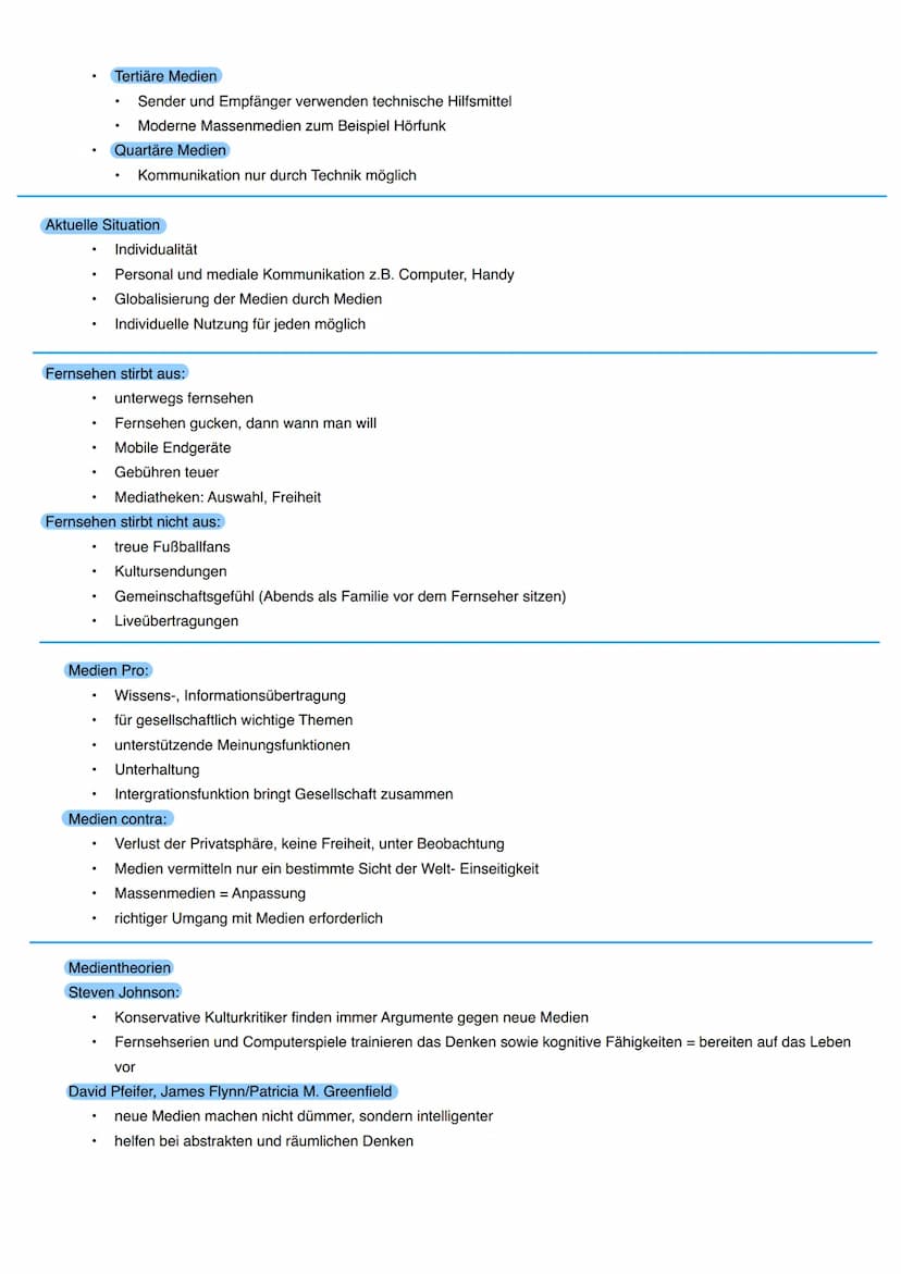 Medientheorien beziehen sich auf das Studium der Auswirkungen von Medien auf die Gesellschaft, insbesondere auf die
Art und Weise, wie Medie