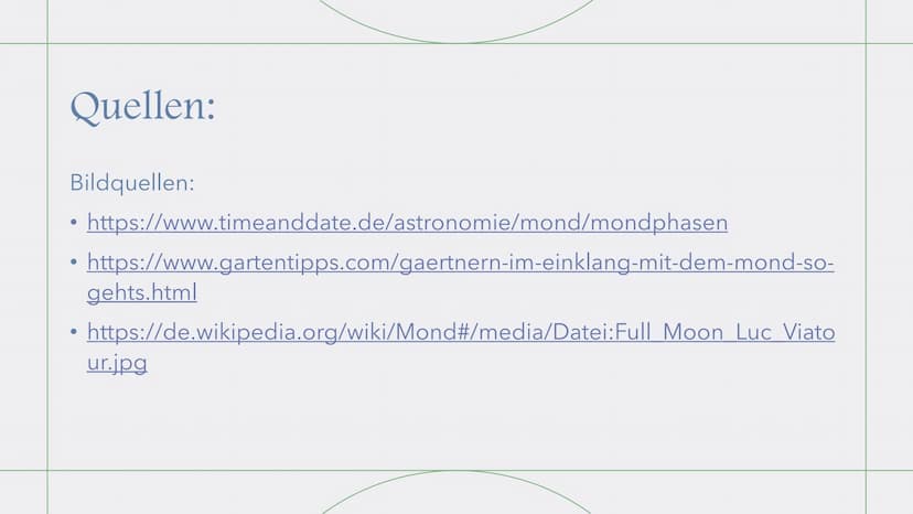 Mondphasen
Kurz-Präsentation Gliederung
Allgemeine Infos über den Mond
• Was sind Mondphasen?
●
Abbildung
Mondphasen erklärt
●
●
●
●
●
Phase