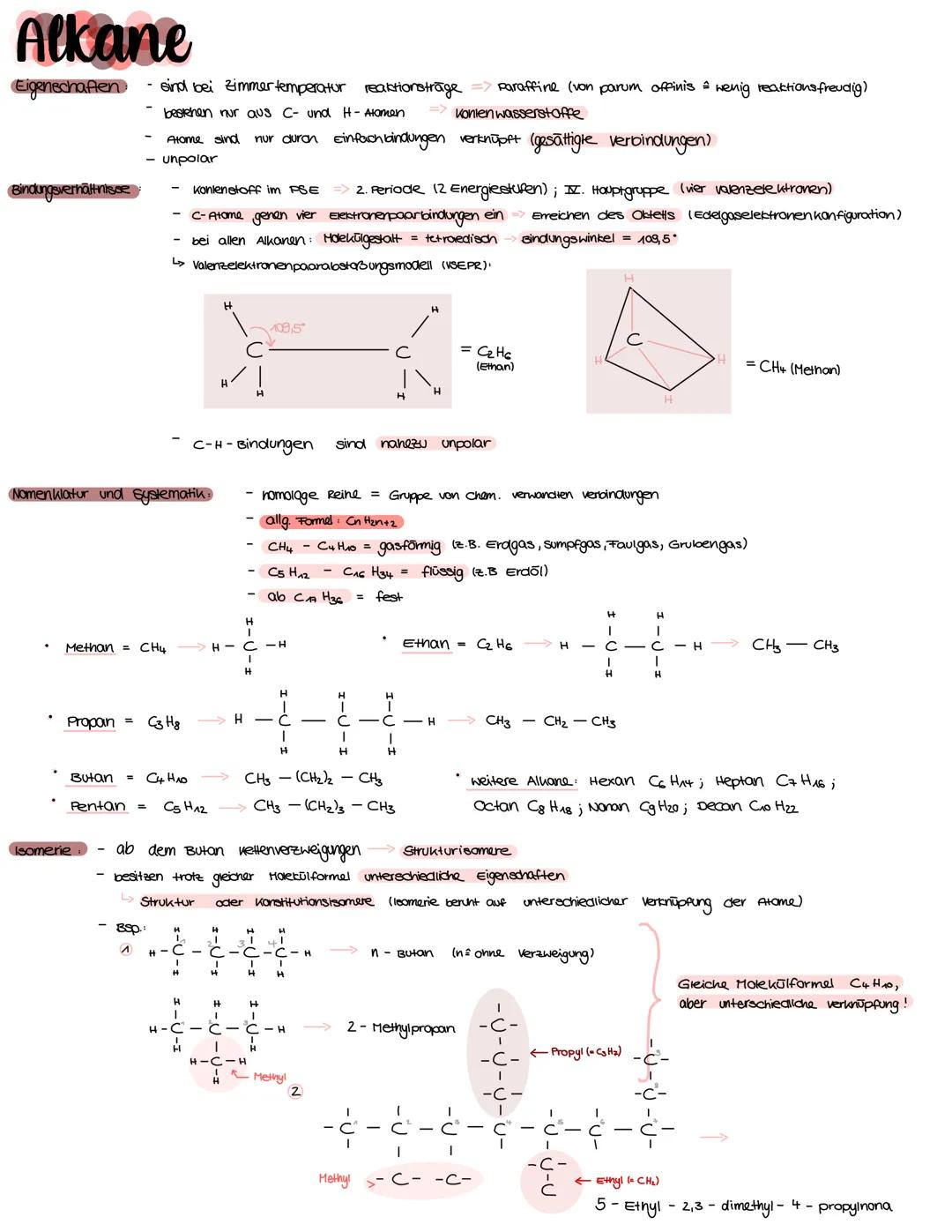 Alkane
Eigenschaften sind bei Zimmer temperatur reaktionsträge => paraffine (von parum offinis = wenig reaktionsfreudig)
bestehen nur aus C-