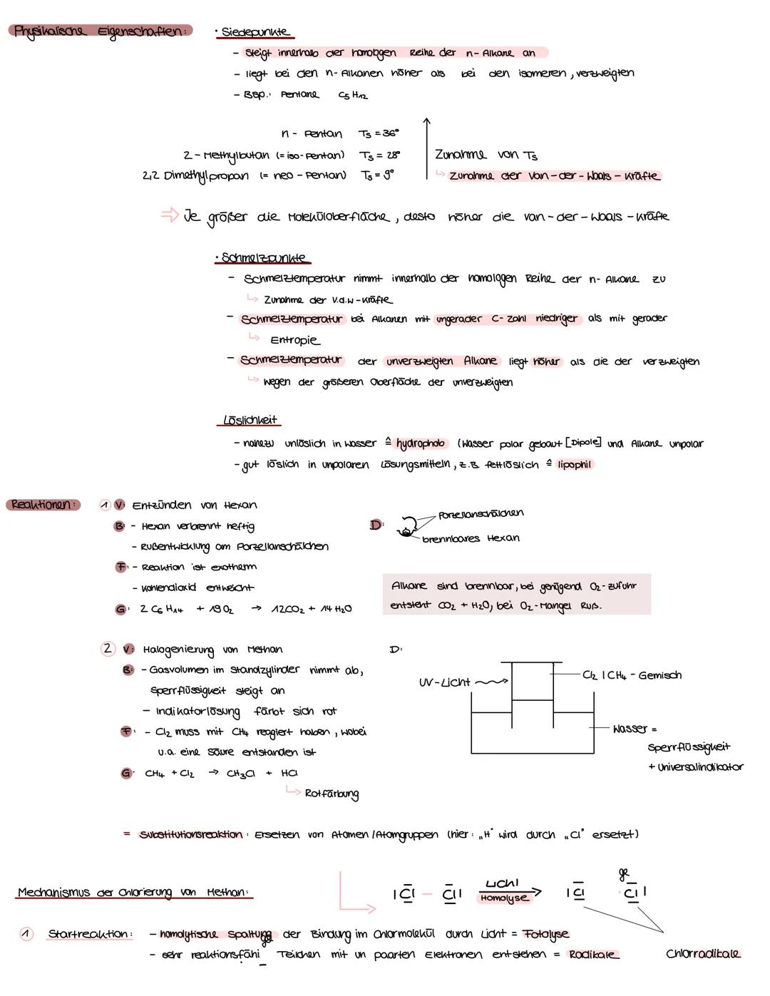 Alkane
Eigenschaften sind bei Zimmer temperatur reaktionsträge => paraffine (von parum offinis = wenig reaktionsfreudig)
bestehen nur aus C-