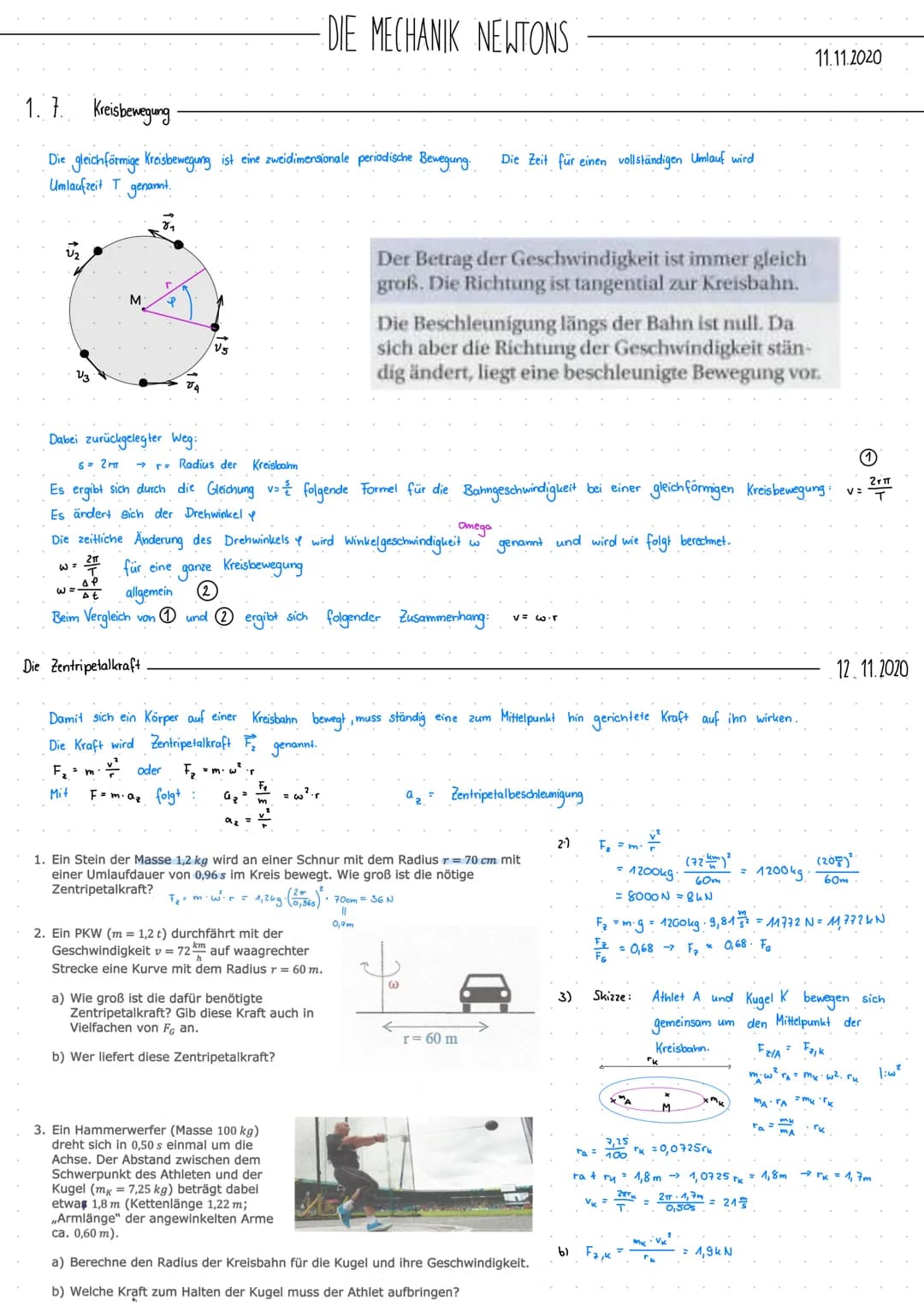 1. 1. Die Newtonschen Gesetze
siehe AB : Wah. Mechanik
1..2. Kräfte und Bewegungen
Fgegen
1. 3
Einteilungen von Bewegungen
Antrieb
geradlini