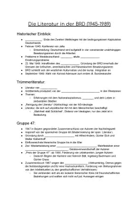 Know Literatur der BRD - Nachkriegsliteratur - Vortrag Referat mit Handout thumbnail