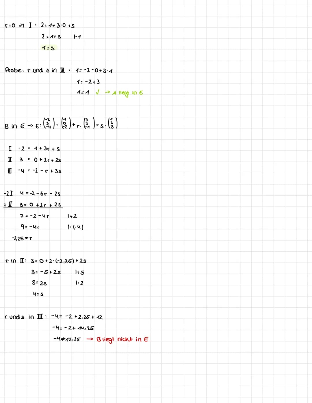 ebenengleichungen
Parameterform
EX²=+ · + s.2
Stützveltor
Spannventoren
Bspl: A (21113), B(-11-410); C(51-610)
L
EXO+ AB+S. AC
- () ()
AC = 