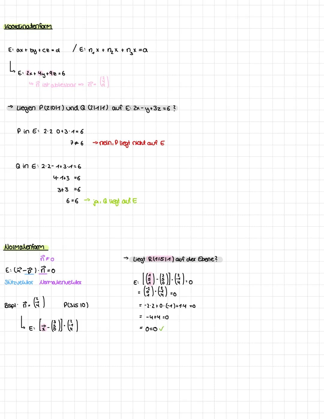 ebenengleichungen
Parameterform
EX²=+ · + s.2
Stützveltor
Spannventoren
Bspl: A (21113), B(-11-410); C(51-610)
L
EXO+ AB+S. AC
- () ()
AC = 