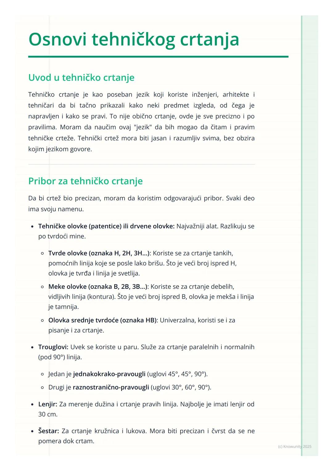 # Osnovi tehničkog crtanja

Uvod u tehničko crtanje

Tehničko crtanje je kao poseban jezik koji koriste inženjeri, arhitekte i
tehničari da 