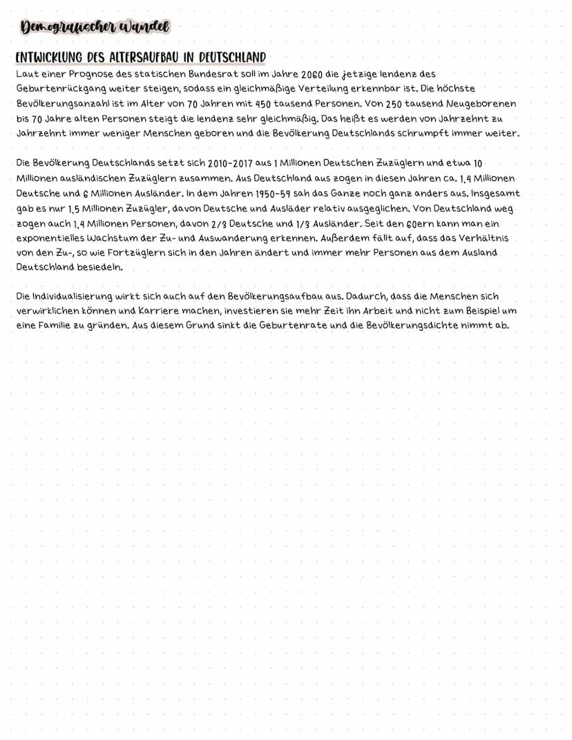 Demografischer wandel
DEFINITION
Demografischer Wandel beschreibt eine Veränderung der Bevölkerung z.B der Altersgruppe..
Die zentralen Fakt