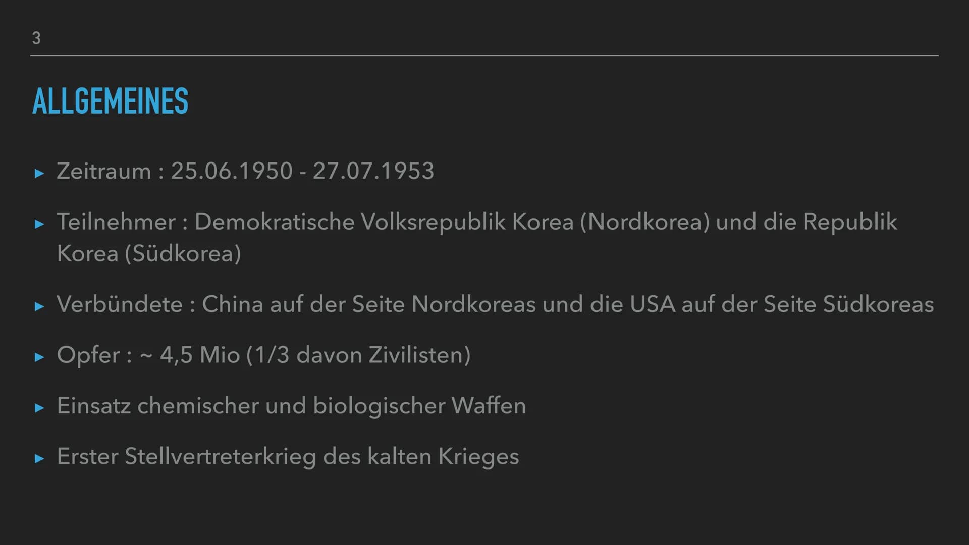 VON LIJANA MUSIC
DER KOREAKRISG
0006 2
GLIEDERUNG
► Allgemeines
► Vorgeschichte
► Verlauf
► Folgen
HH 3
ALLGEMEINES
► Zeitraum: 25.06.1950 -