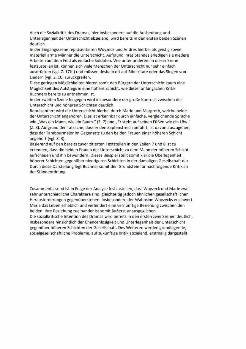 Dramenszenenanalyse ,,Woyzeck"- Szenen 1 und 2
19.12.2022
Das offene Drama ,,Woyzeck" wurde im Jahr 1837 von Georg Büchner als Fragment
hint