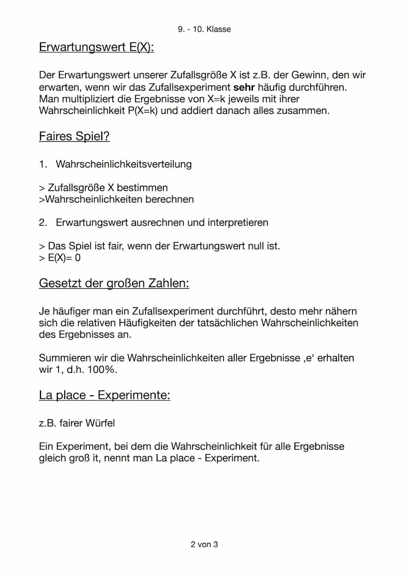 9. - 10. Klasse
Wahrscheinlichkeitsrechnung
absolute Häufigkeit:
z.B. Anzahl der gewürfelten,Einsen' bei 100 Würfen
relative Häufigkeit:
rel