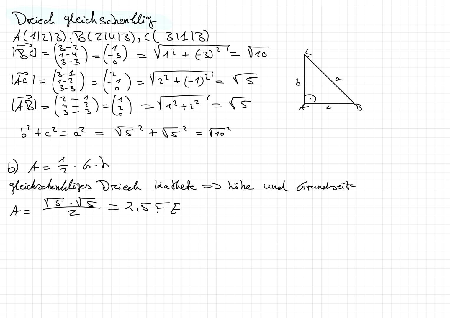  Koordinaten des vehjor $\vec{AB}$

$\vec{AB} = \begin{pmatrix} B_1 - A_1 \\ B_2 - A_2 \\ B_3 - A_3 \end{pmatrix}$

Betrag eines vektors (Lä
