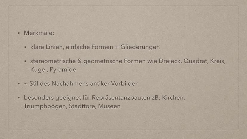 KLASSIZISMUS
PA Allgemein:
.
kunstgeschichtliche Epoche im Zeitraum etwa zwischen
1770 und 1840
Klassizismus löste den Barock bzw. das Rokok