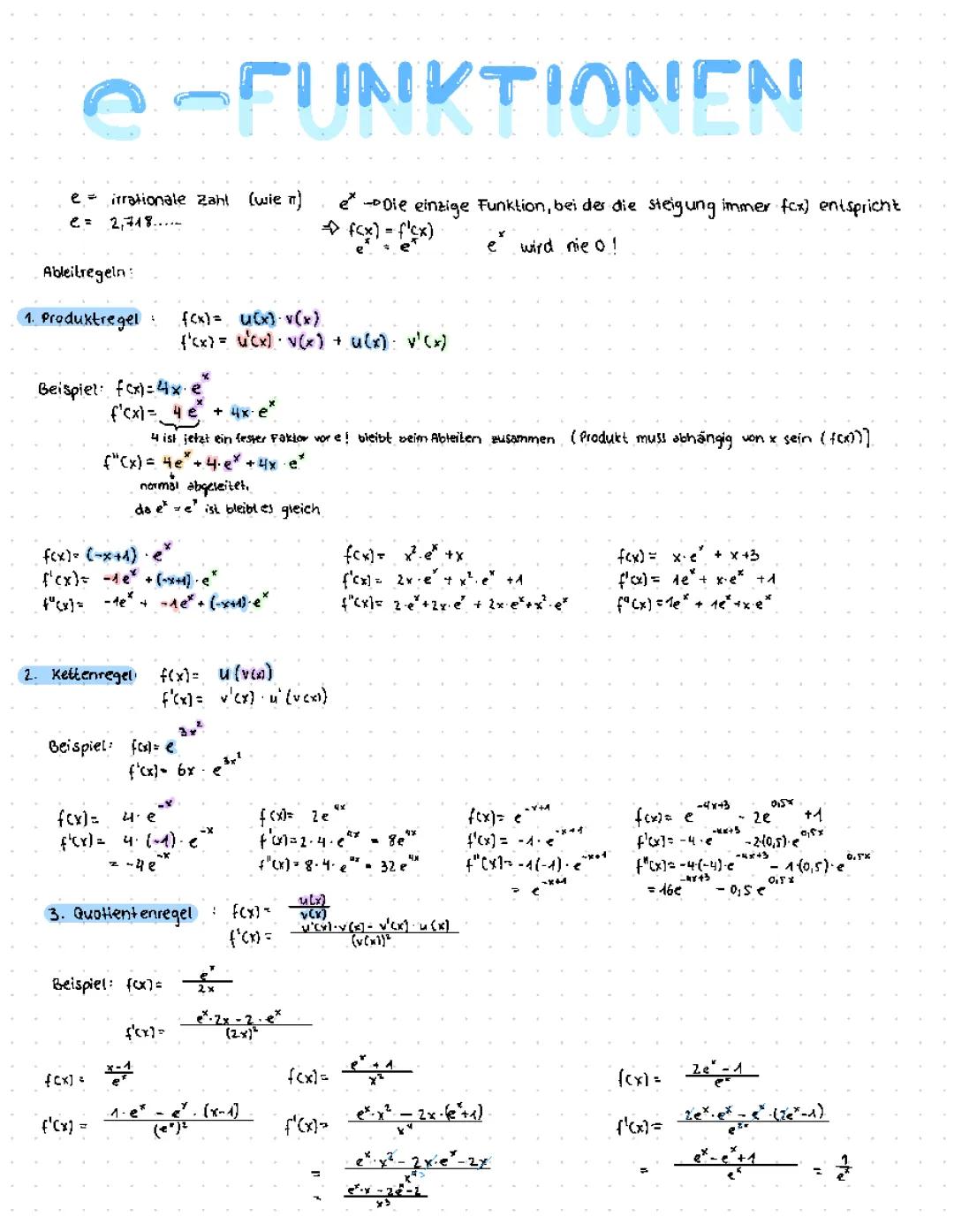 e Funktionen ableiten