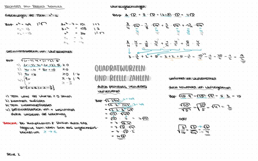 wichtige Begriffe
Quadratwurzel: √a ist eine positive zanlı.
deren Quadrat a ergibt.
Gegerope-
rationen
atwürzel
Radizieren ist das Berechne