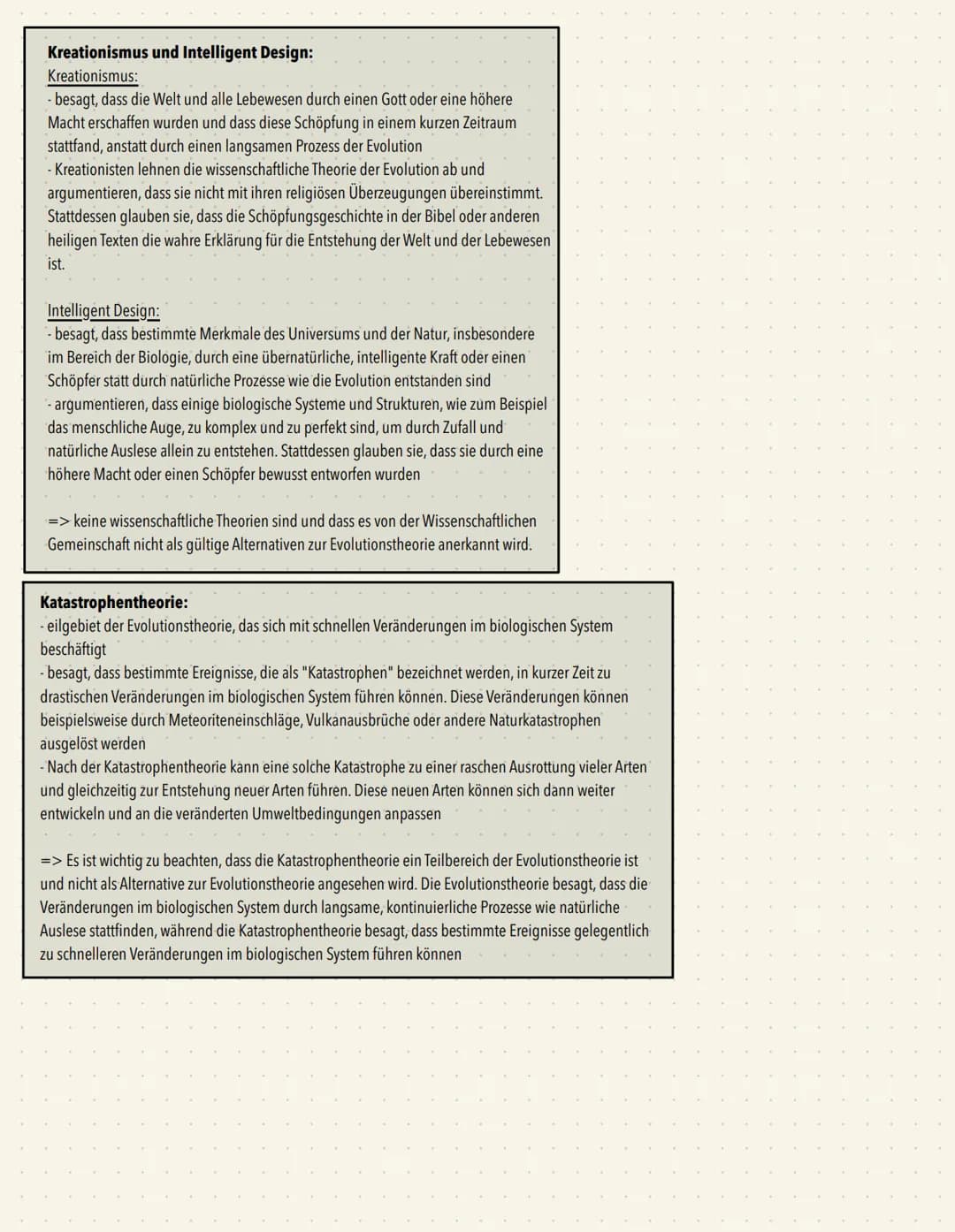 Evolutionstehorien
Lamarkismus:
- Aktive Veränderung/ Anpassung (über viele Generationen, Schrittweise), der Arten an ihre
Umwelt durch erwo