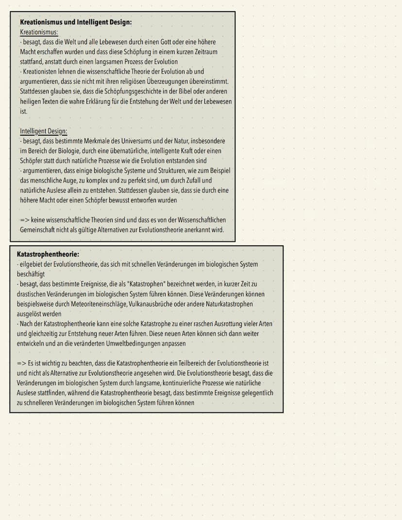 Evolutionstehorien
Lamarkismus:
- Aktive Veränderung/ Anpassung (über viele Generationen, Schrittweise), der Arten an ihre
Umwelt durch erwo