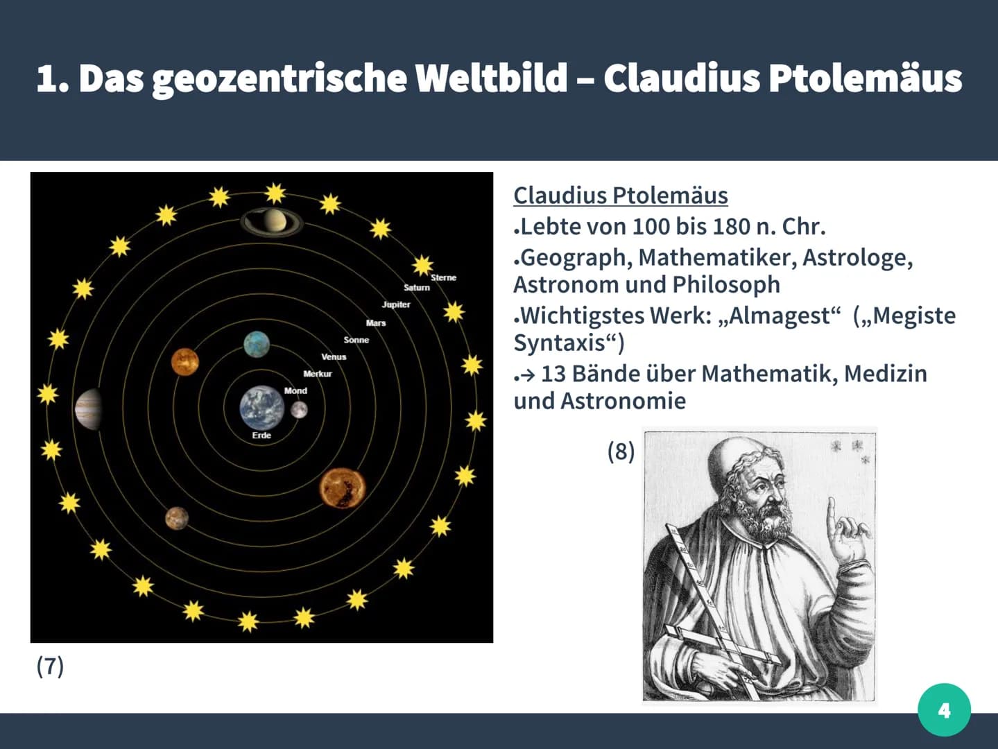 (1)
Sonne
Jupiter
Satu A
Sphäre der Sterne
Erde
Venus
Mod
Mars
Merkur
Jupiter
Merk
Saturn
Sphäre der Stern
Mars
Sonne
Vom geozentrischen zum