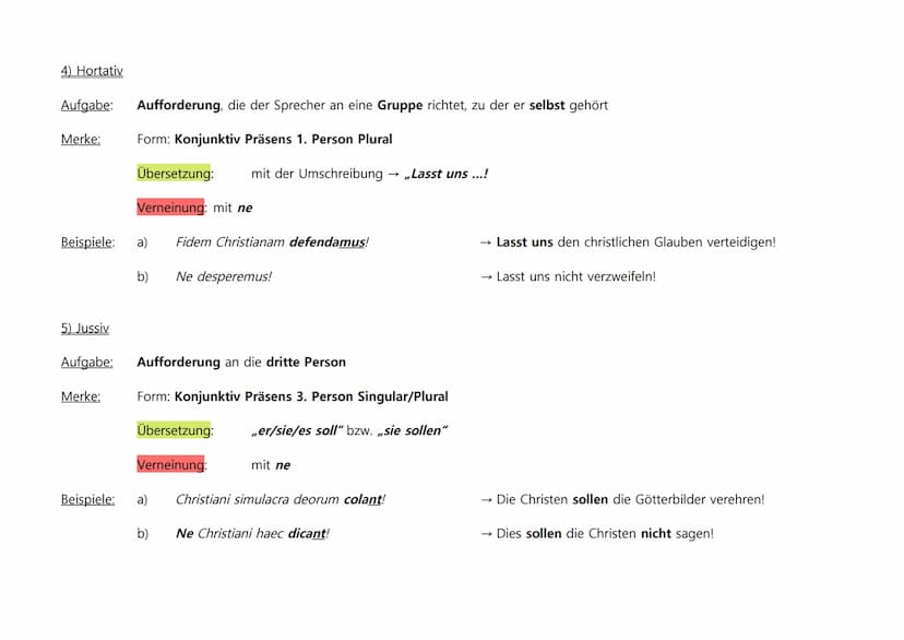 1) Der Optativ (erfüllbare und unerfüllbare Wunschsätze)
Aufgabe:
Merke:
Der Optativ drückt ein Begehren bzw. ein Wunsch aus. Dabei wird zwi