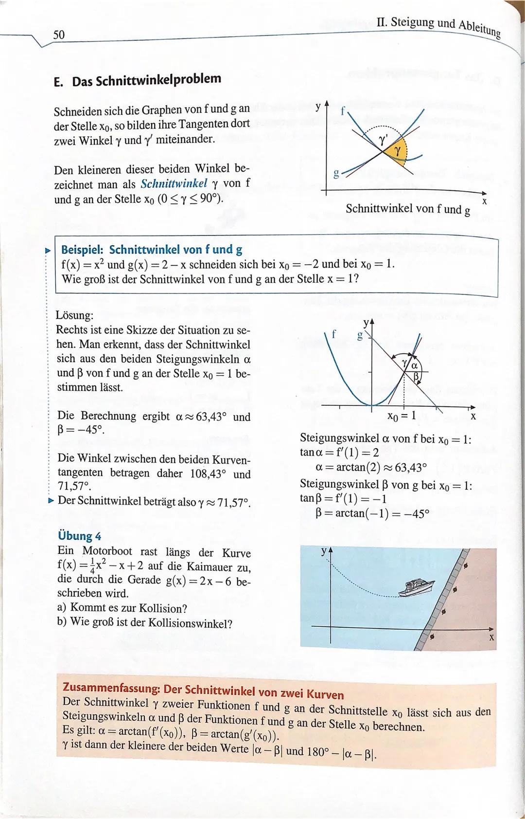 # Schnithvinkel

Bsp: $f(x) = x^2$; $g(x) = -x+2$

3

β

-2-1

2

3

५

5

1.) Schnitt

Ansatz 2:

$f(x_s) = g(x_s)$

$x^2=-x+2$ $1+x-2$

$=