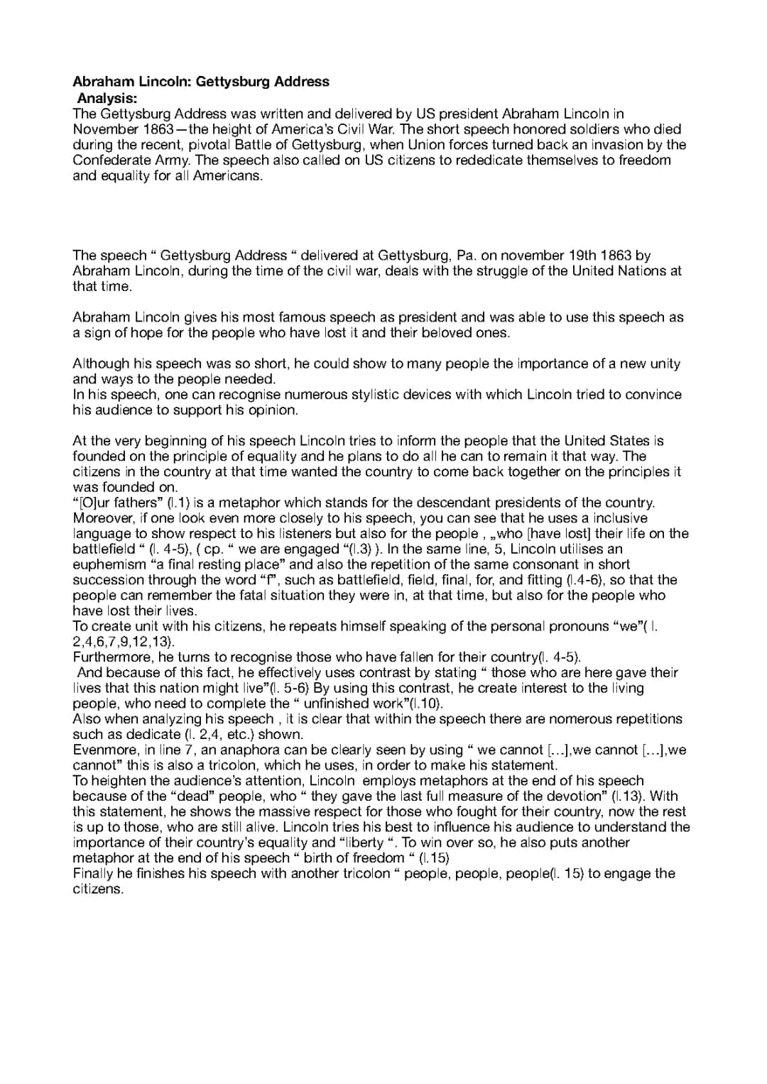 The Gettysburg address 