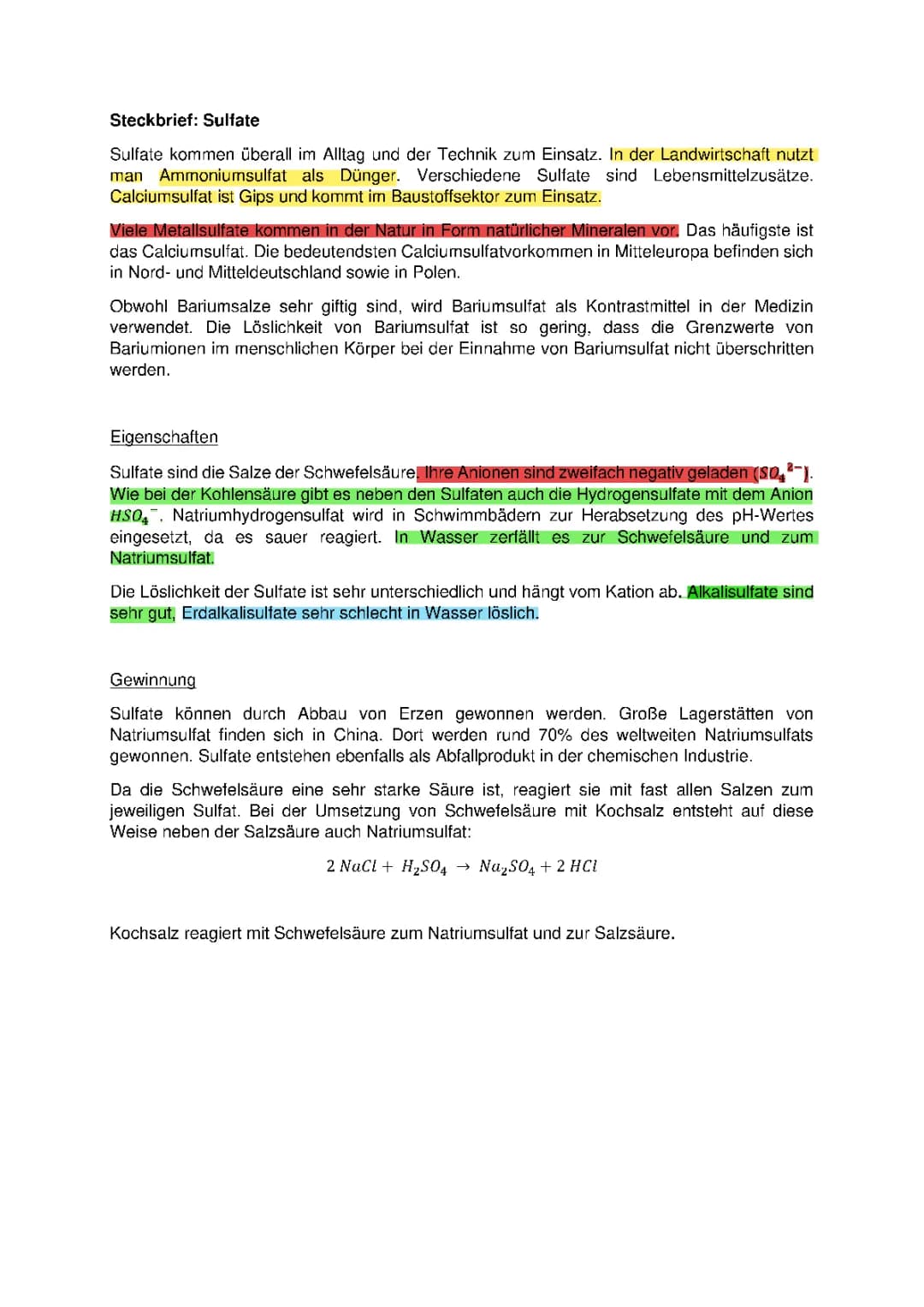 Alles über Sulfate: Eigenschaften, Verwendung und Wirkung