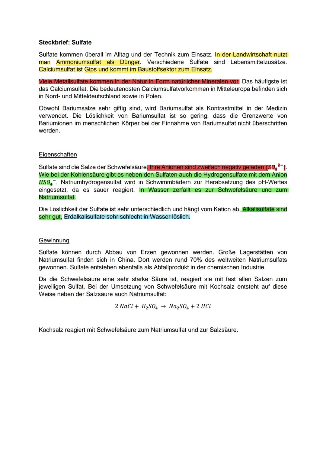 Steckbrief: Sulfate
Sulfate kommen überall im Alltag und der Technik zum Einsatz. In der Landwirtschaft nutzt
man Ammoniumsulfat als Dünger.