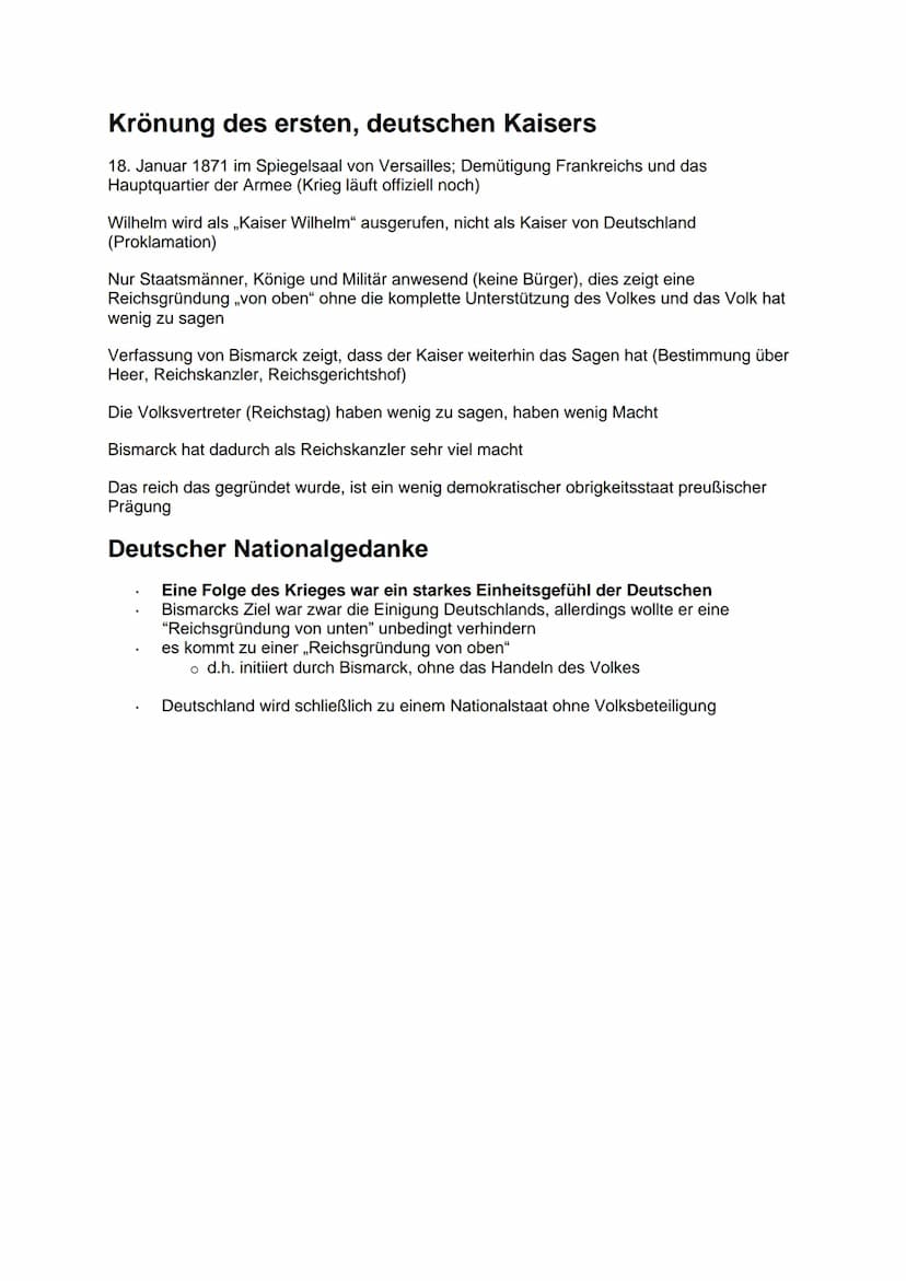 Reichsgründung
Deutsche Einigung - Die drei Einigungskriege
1862 wird Bismarck zum Ministerpräsident ernannt, dieser möchte ein deutsches Re