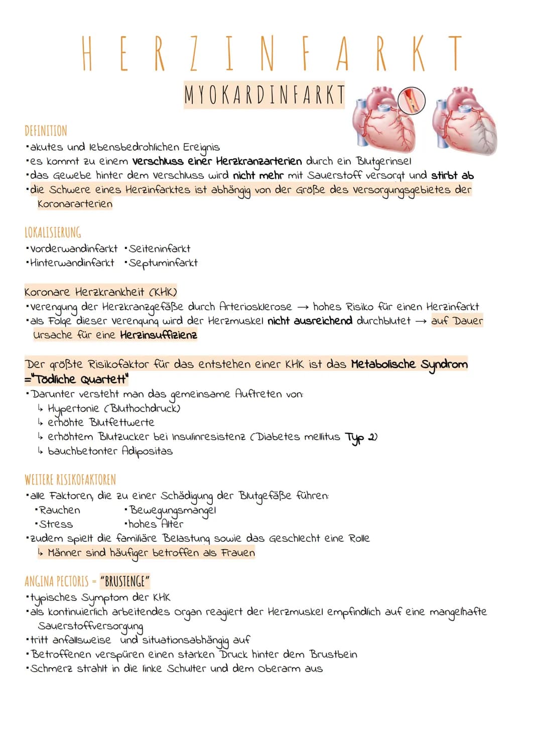 HERZINFARKT
MYOKARDINFARKT
DEFINITION
akutes und lebensbedrohlichen Ereignis
▪es kommt zu einem verschluss einer Herzkranzarterien durch ein