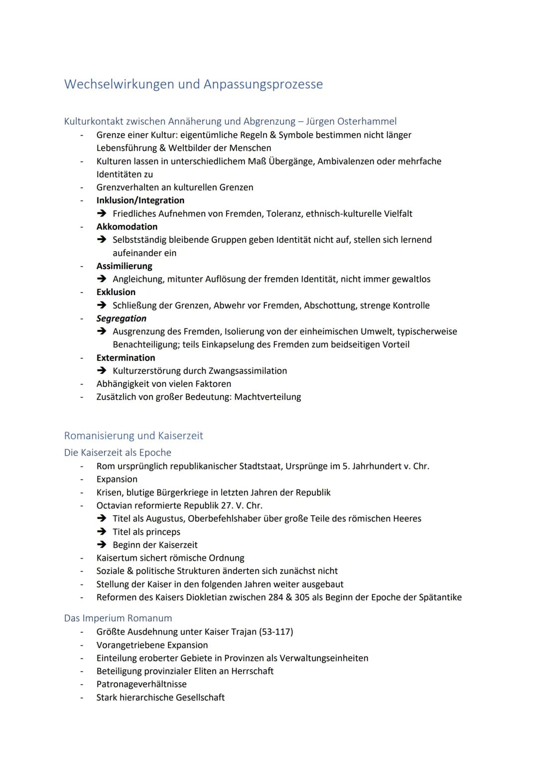 Wechselwirkungen und Anpassungsprozesse
Kulturkontakt zwischen Annäherung und Abgrenzung - Jürgen Osterhammel
Grenze einer Kultur: eigentüml