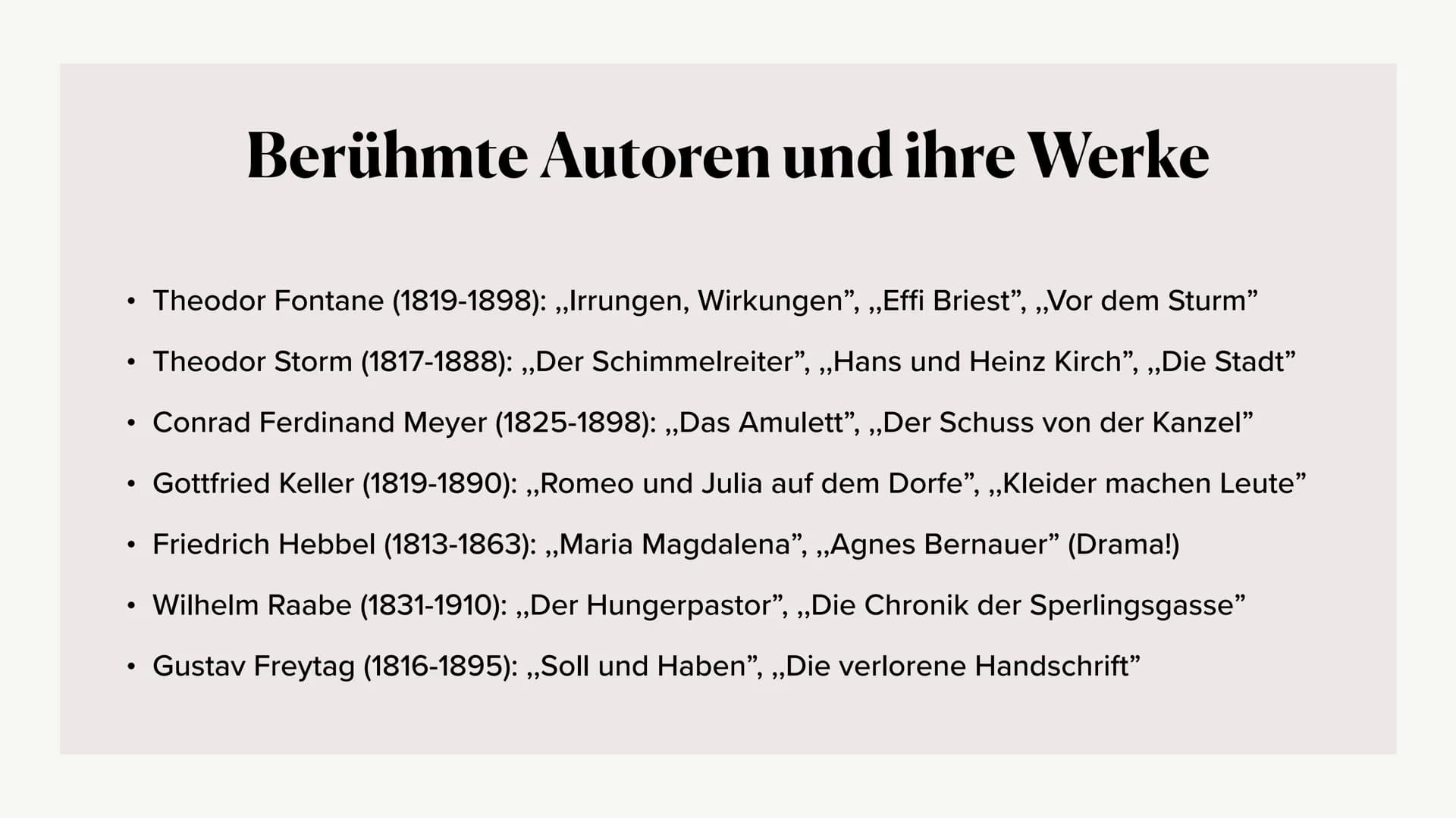 Die Epoche des
Realismus
Ästhetisierung des Wirklichen
(in Deutschland) ●
• Definition
Merkmale des Realismus
Einordnung in den historischen