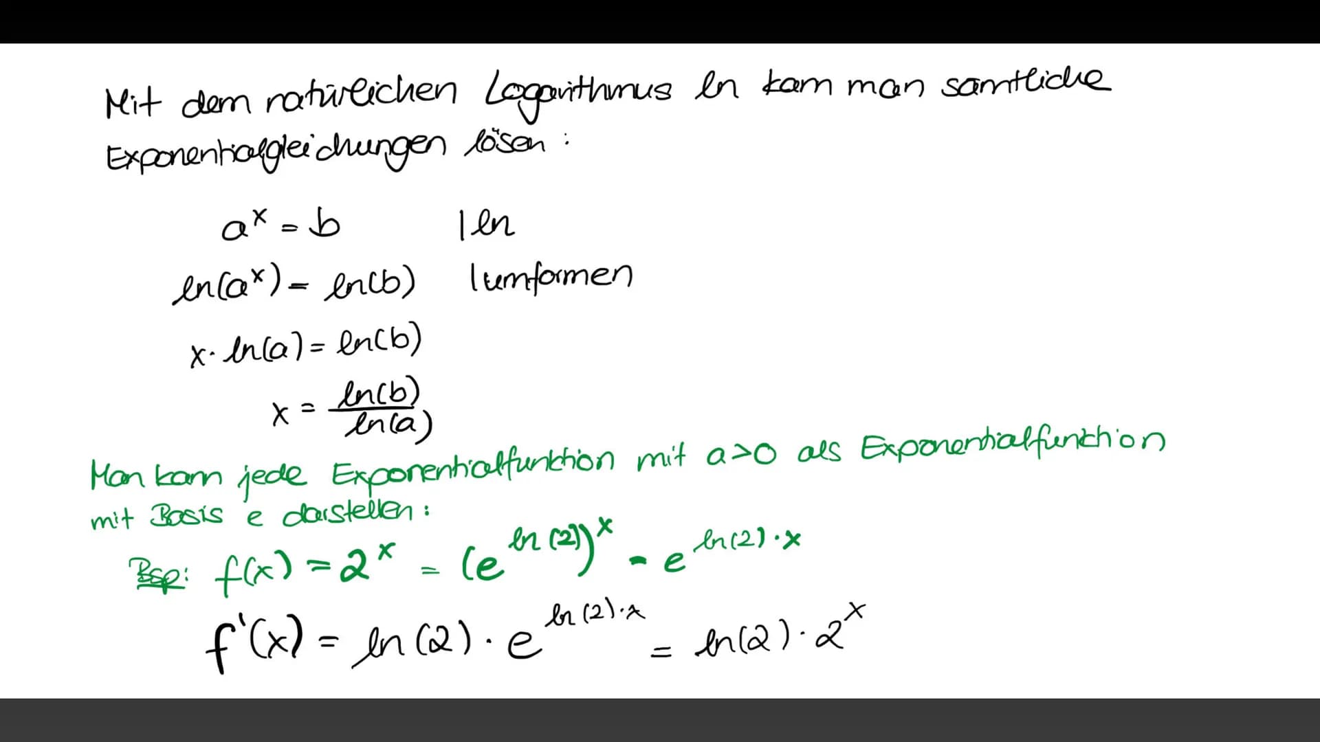 Exponentialgleichungen und der
A natürliche Logarithmus
+
Exponentialfunktionen
mit Parametern 22 Exponentialgleichungen und der natürliche 