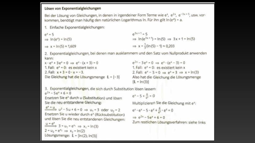 Exponentialgleichungen und der
A natürliche Logarithmus
+
Exponentialfunktionen
mit Parametern 22 Exponentialgleichungen und der natürliche 