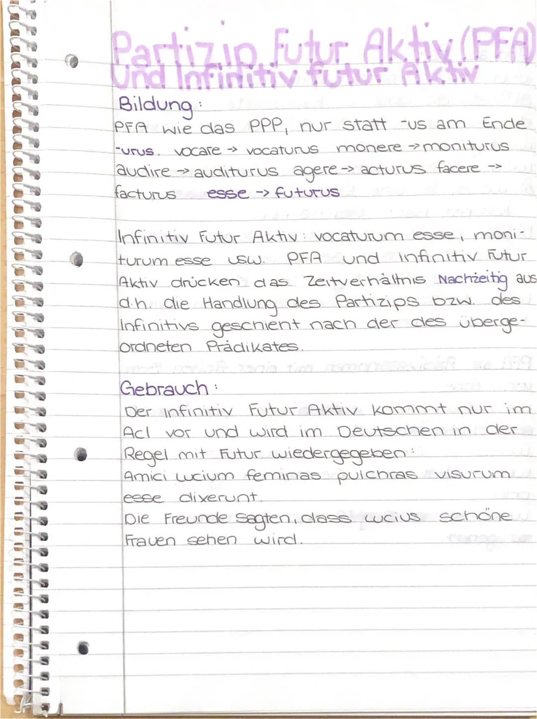 1000
Partizip Futur Aktiv (PFA)
Und Infinitiv futur Aktiv
Bildung:
PFA wie das PPP, nur statt -us am Ende
Furus. vocare → vocaturus monere →