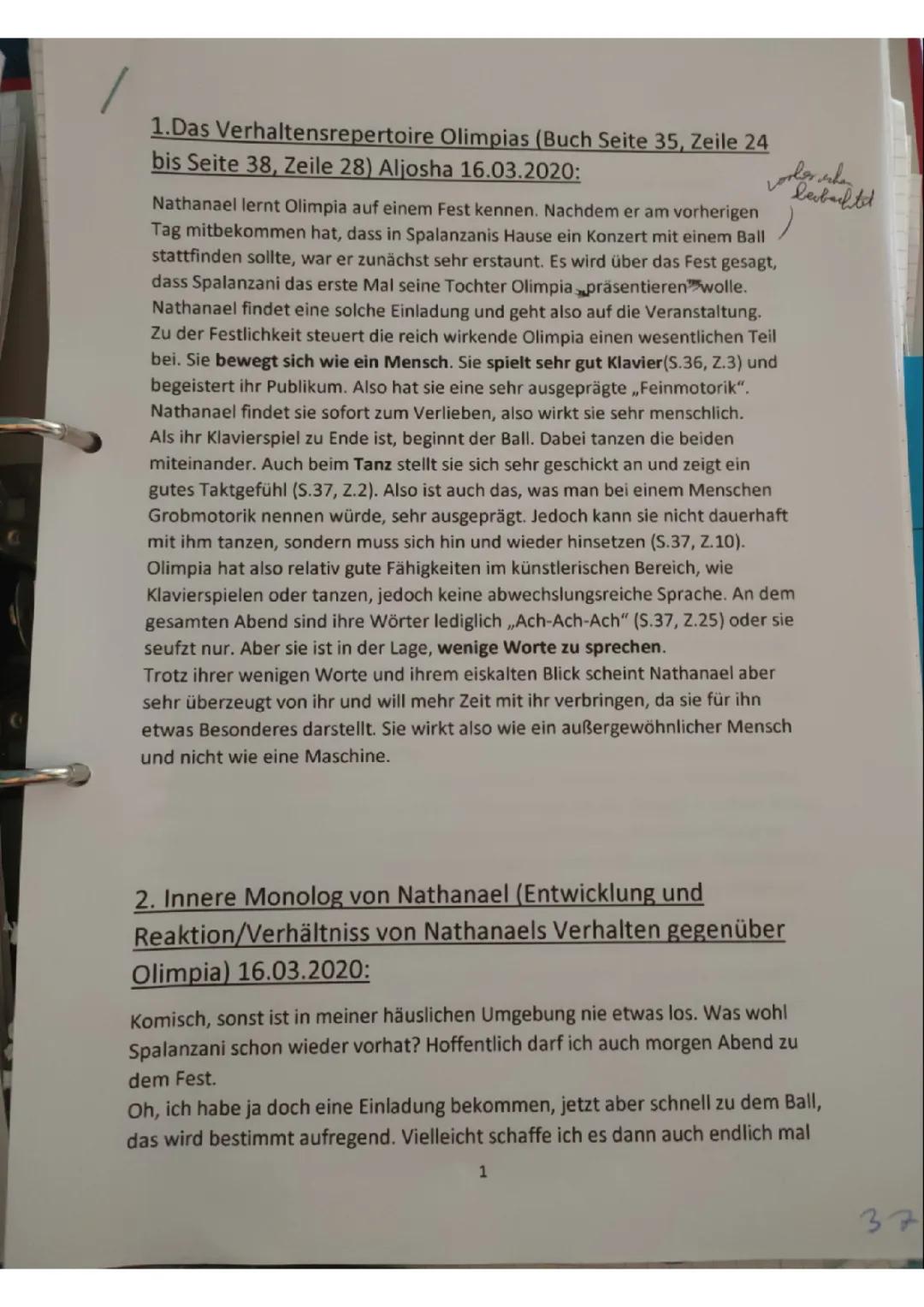 Der Sandmann: Charakterisierung, Zusammenfassung und die Figur Olimpia