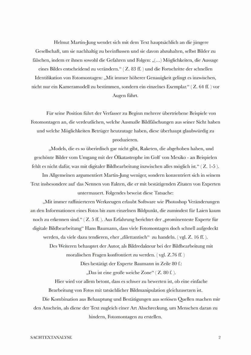 Sachtextanalyse
,,Das wäre ja noch schöner"
Der Sachtext ,,Das wäre ja noch schöner" von Helmut Martin-Jung wurde im
August 2010 verfasst un