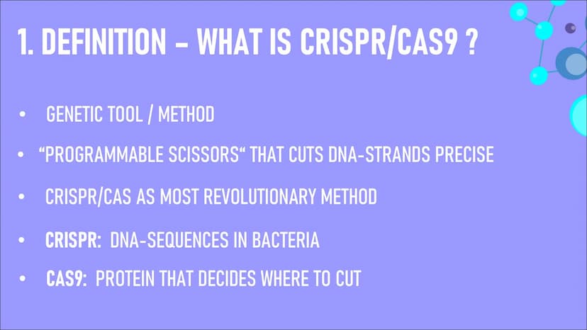 WITH
GENETIC
ENGENEERING
CRISPR/CAS9 WHAT IS A GENETIC
SCISSORS ? -1-
LIST OF CONTENTS
DEFINITION
WHAT IS
CRISPR / CAS9?
-2-
PROCEDURE
HOW D