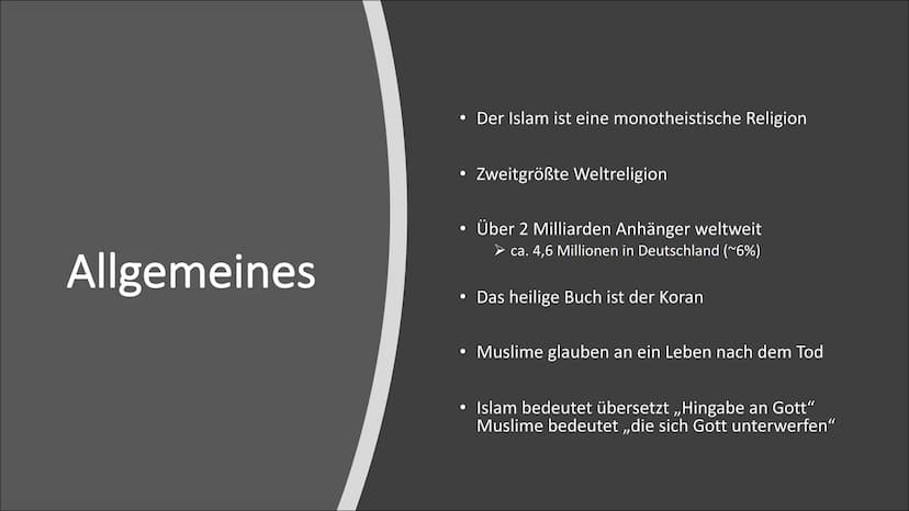C
Der Islam Gliederung
Allgemeines
Entstehung des Islams
• Gott im Islam
• 5 Säulen des Islams
●
●
●
Koran
Moschee
• Kaaba
• Gemeinsamkeiten