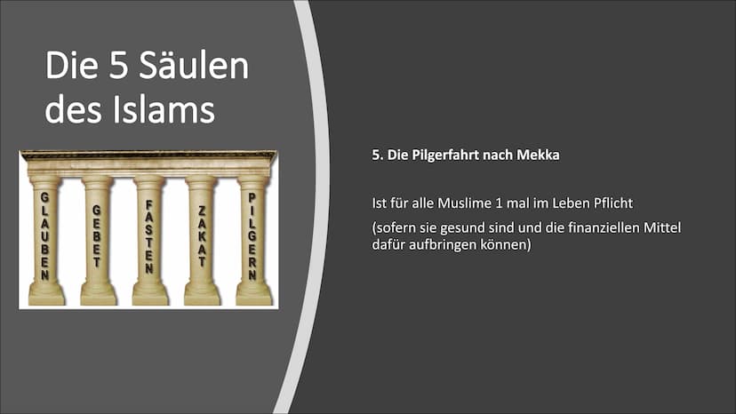 C
Der Islam Gliederung
Allgemeines
Entstehung des Islams
• Gott im Islam
• 5 Säulen des Islams
●
●
●
Koran
Moschee
• Kaaba
• Gemeinsamkeiten